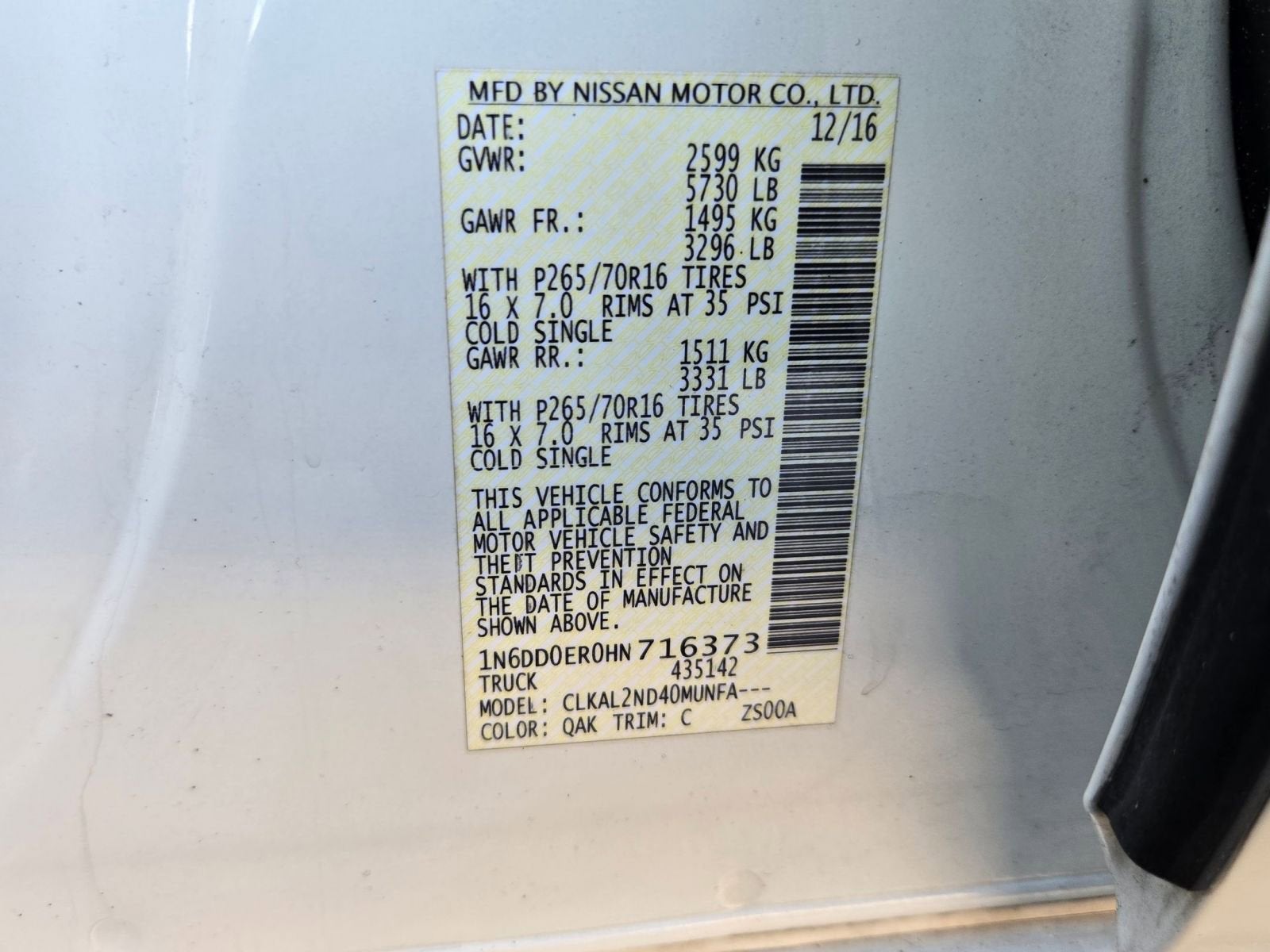 2017 Nissan Frontier SV