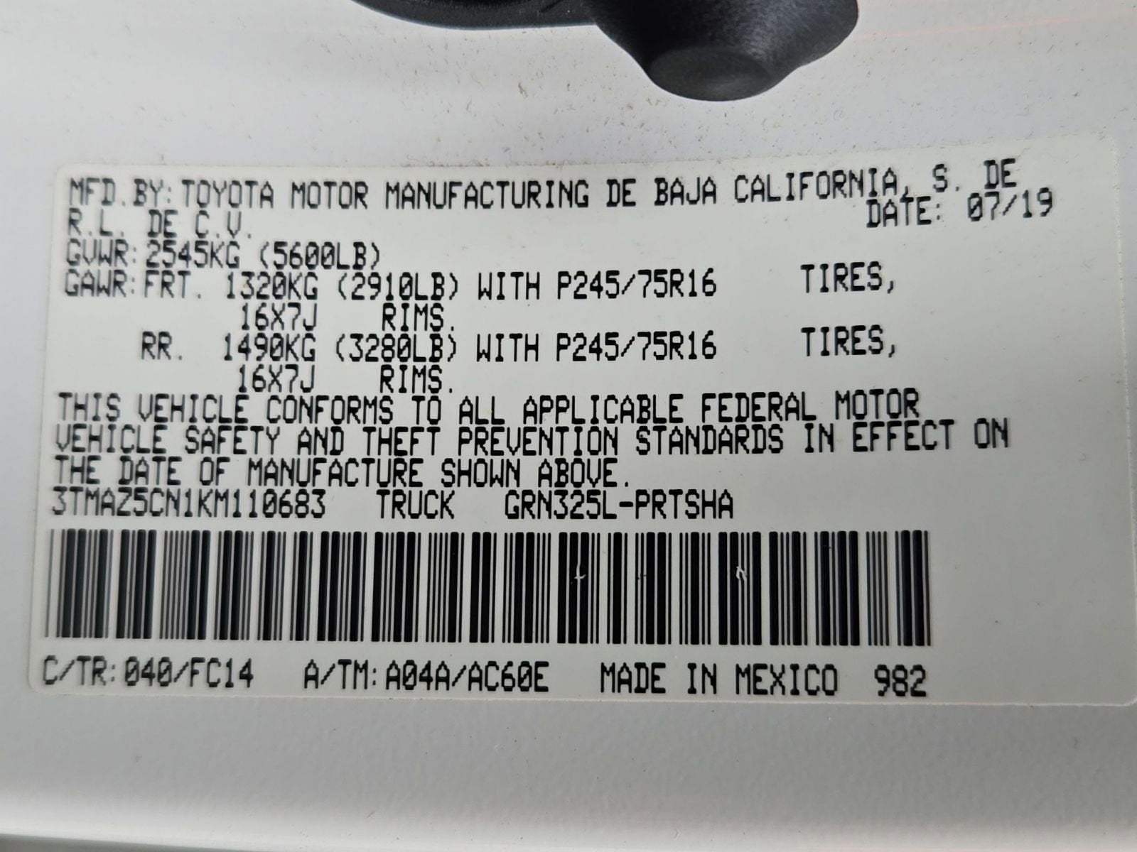 2019 Toyota Tacoma SR5 V6