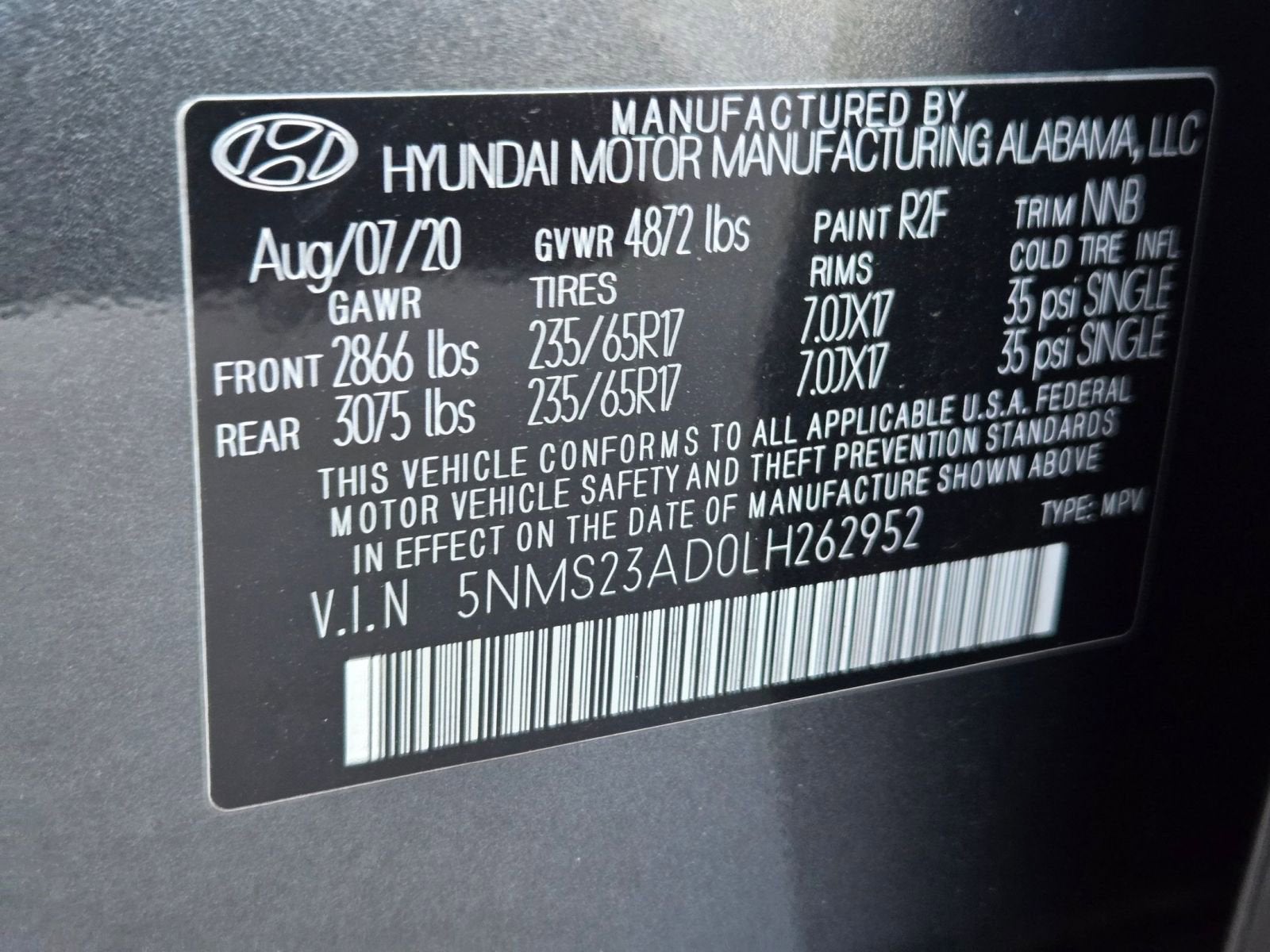 2020 Hyundai Santa Fe SE