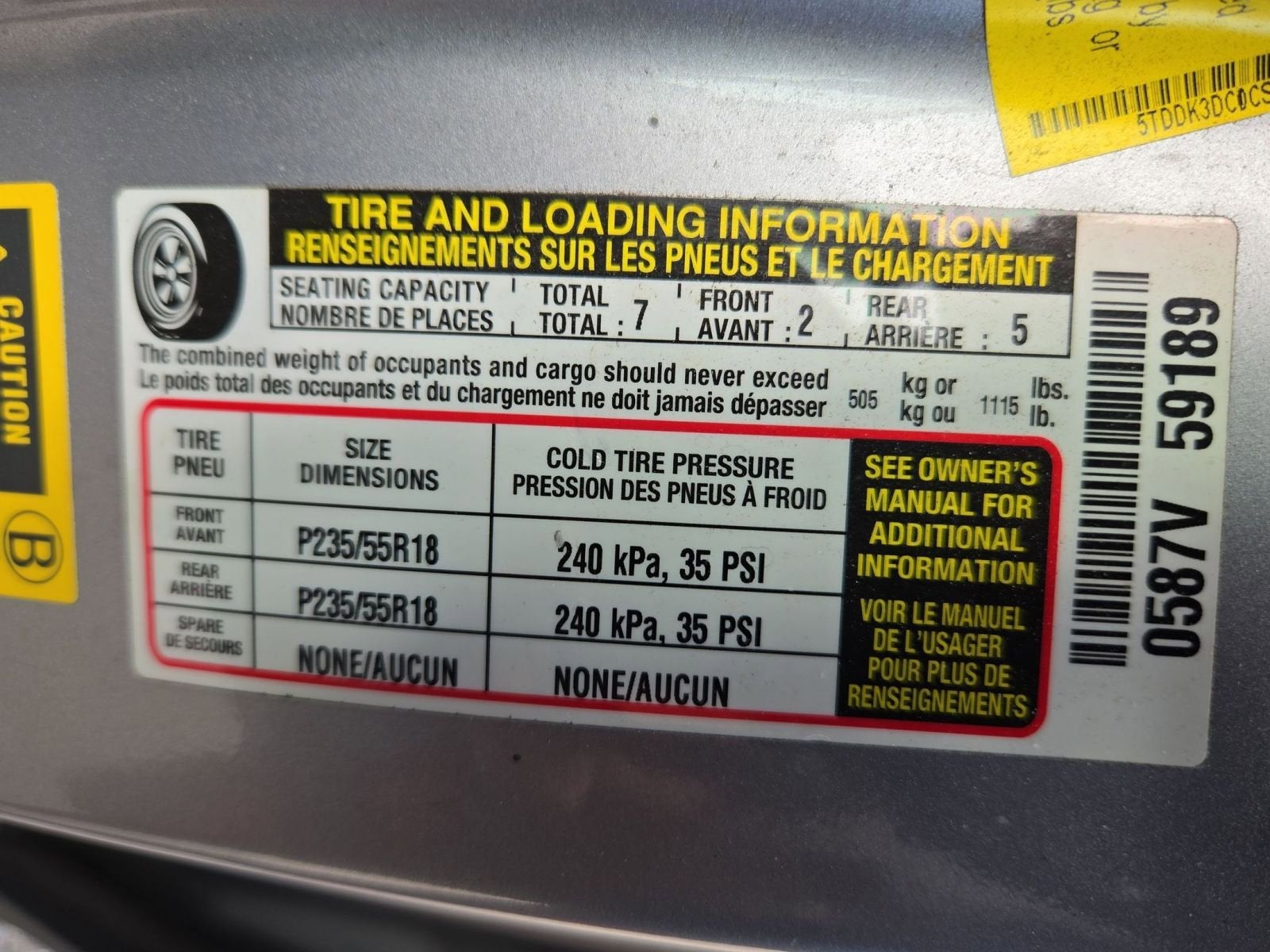 2012 Toyota Sienna 7 Passenger