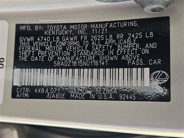 2022 Lexus ES ES 350