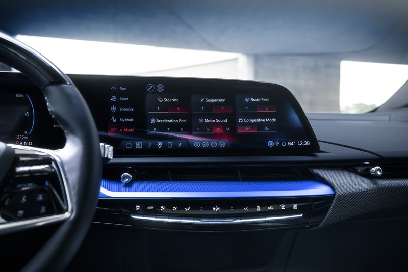 The 2026 OPTIQ-V Display Screen Displaying the V-Mode Settings | Coast Cadillac in Port Richey FL